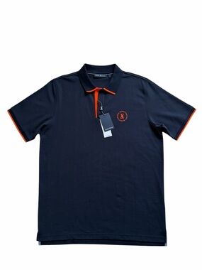 Psycho Bunny Classic Pique Polo Shirt MensXL Navy Orange Logo Pima Cotton NWT